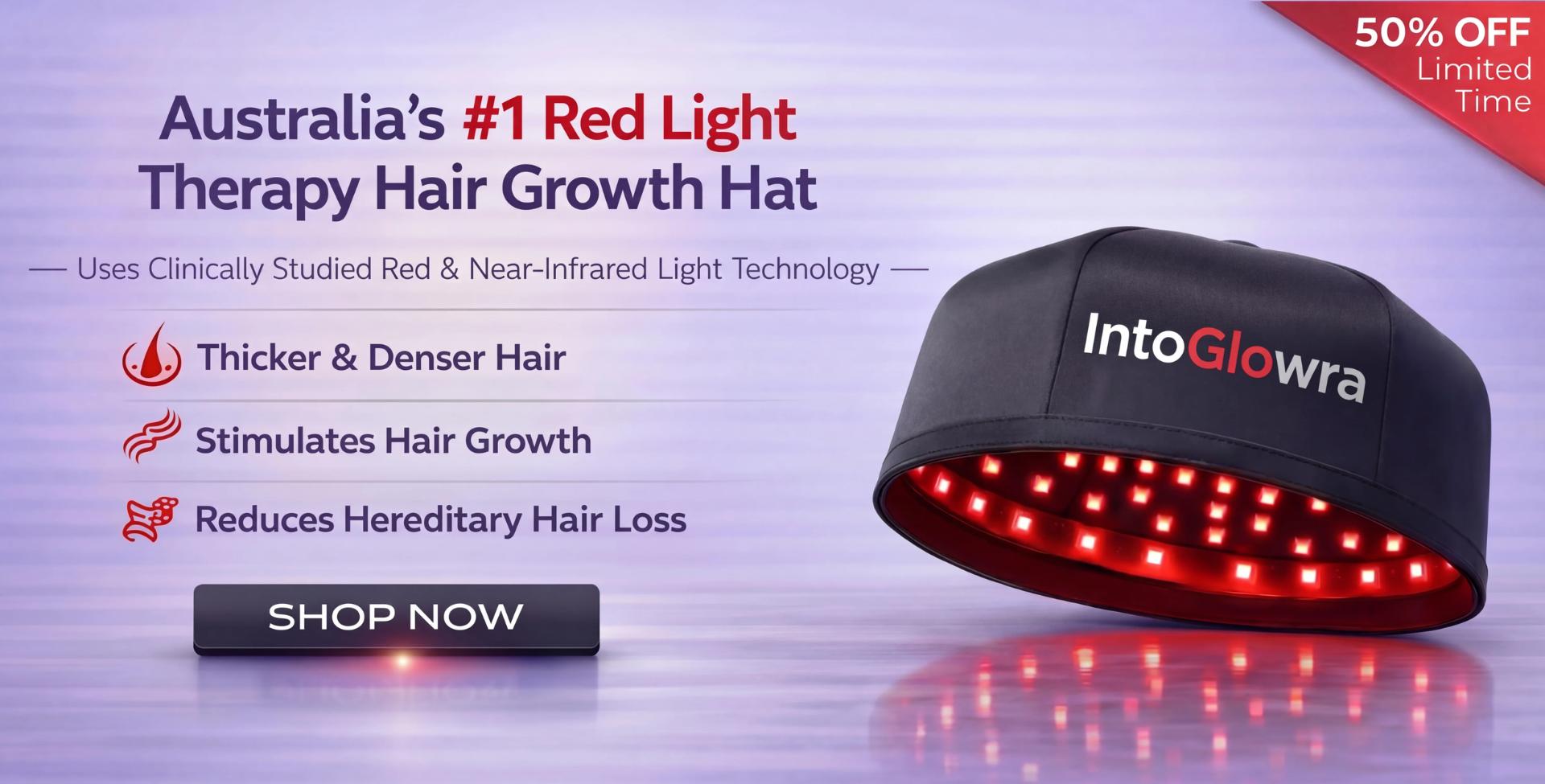 IntoGlowra Red Light Therapy Hair Growth Hat and Cap for Men and Women. 